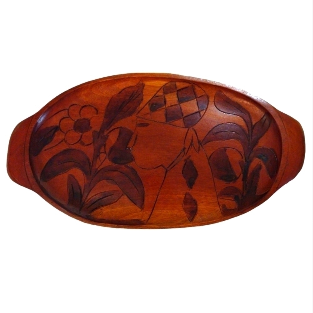 Vintage Hand Carved Serving Tray